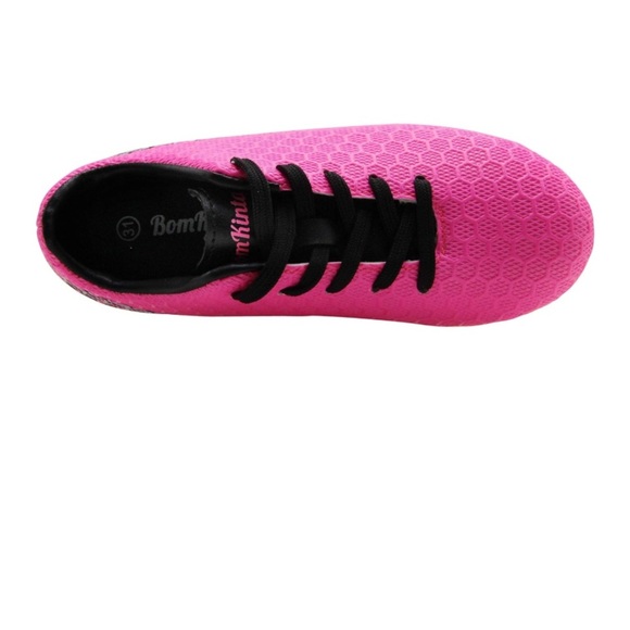 Pink Soccer Cleats with Black Accents on - Picture 5 of 6